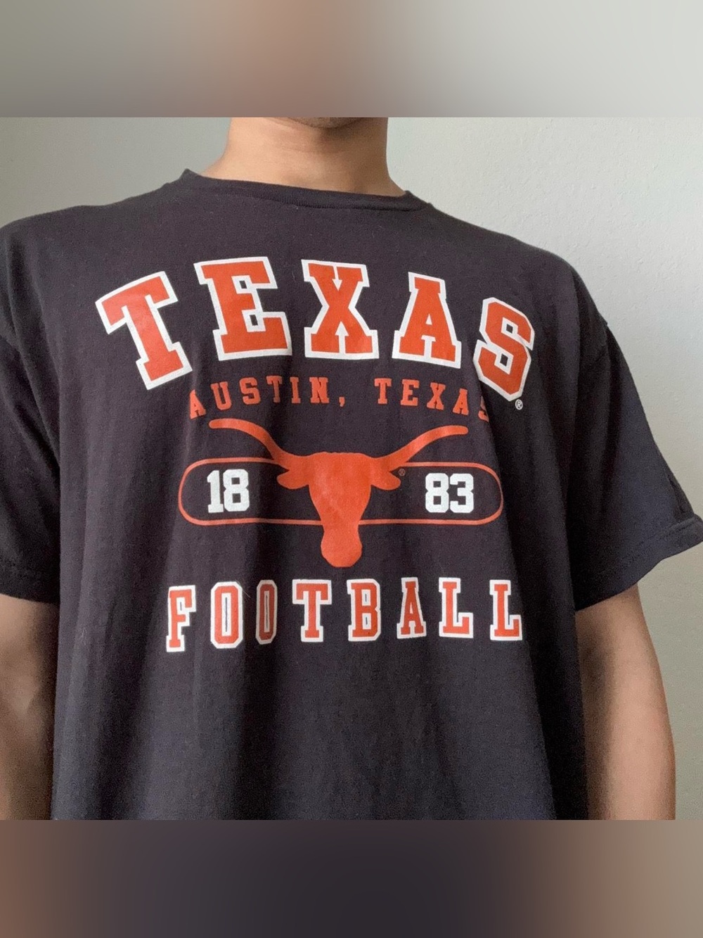 Vintage UT University of Texas Football Graphics Black Tee Shirt